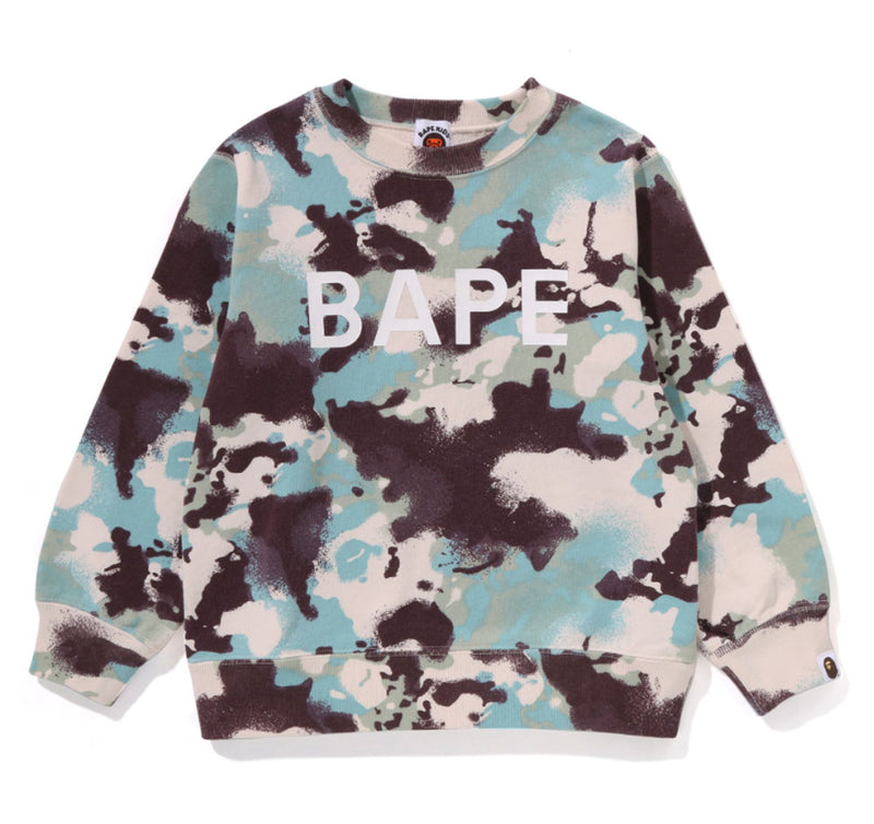 A BATHING APE BAPE KIDS MAP CAMO BAPE CREWNECK SWEATSHIRT