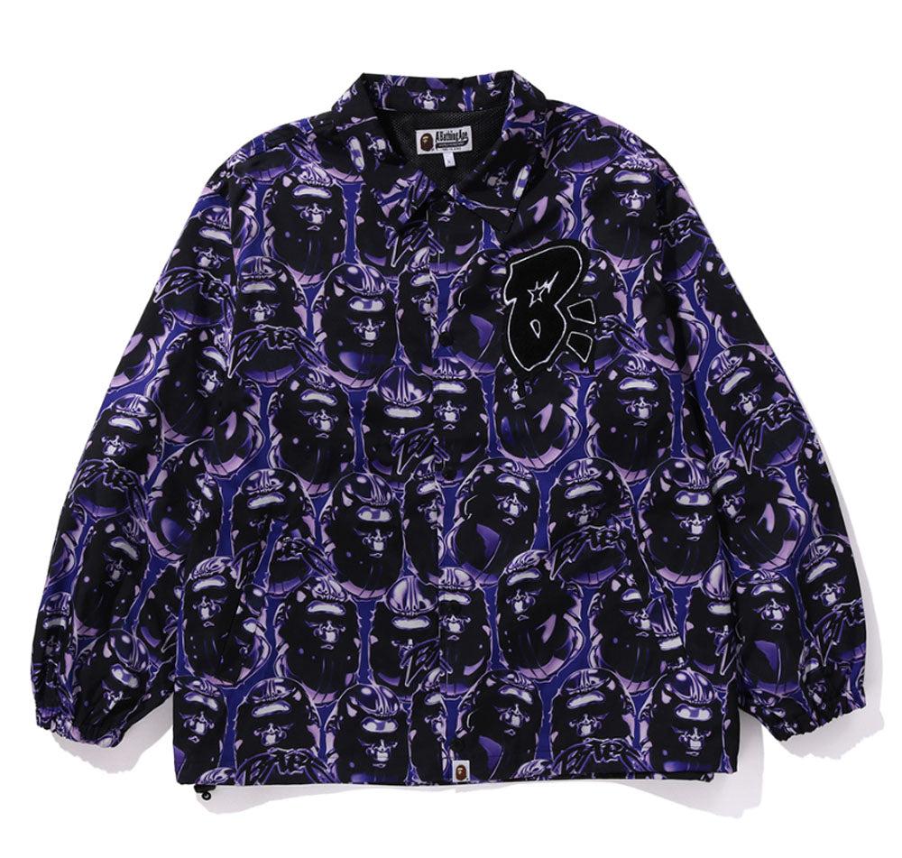 A BATHING APE APE HEAD GRAFFITI COACH JACKET ( RELAXED FIT )