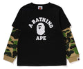 A BATHING APE BAPE KIDS ABC CAMO COLLEGE LAYERED SLEEVES LS TEE