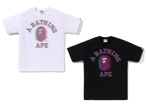 A BATHING APE GLITCH ART COLLEGE TEE