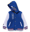 A BATHING APE BAPE KIDS MILO SHARK HOODIE SWEAT VARSITY JACKET