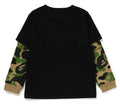 A BATHING APE BAPE KIDS ABC CAMO COLLEGE LAYERED SLEEVES LS TEE