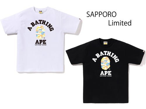 A BATHING APE JAPAN LIMITED COLLECTION BAPE STORE SAPPORO  CAMO COLLEGE TEE