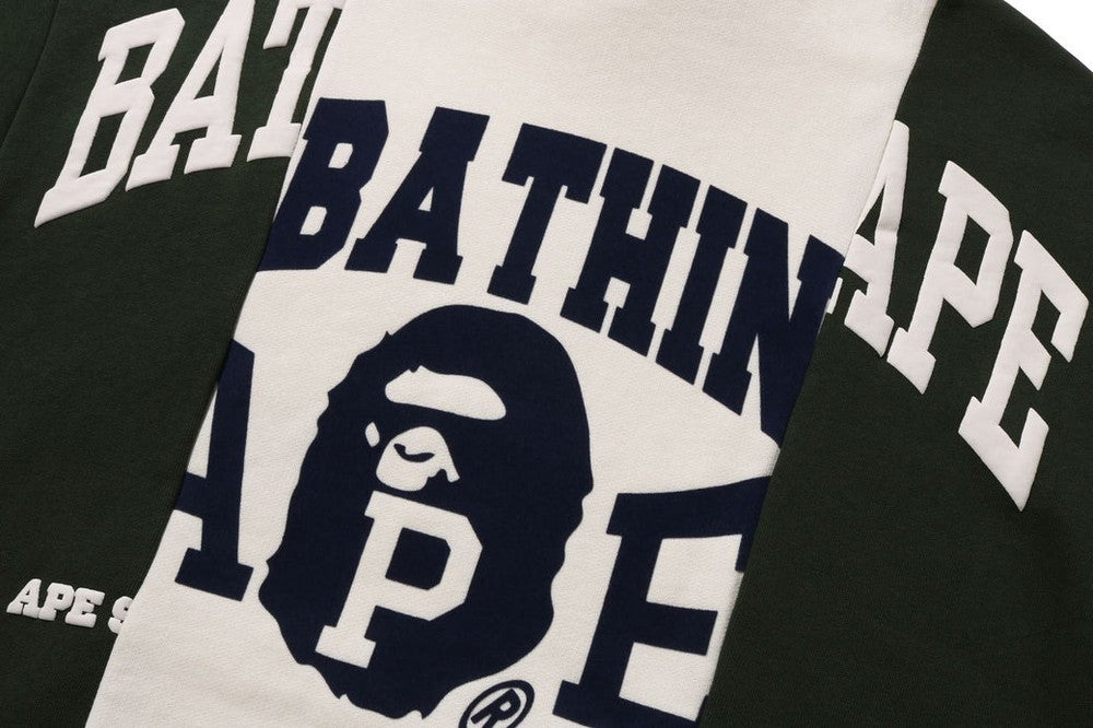 A BATHING APE BAPE BADGES COLOR BLOCKING PULLOVER HOODIE