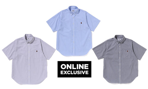 A BATHING APE ONE POINT STRIPE BD SHIRT-ONLINE EXCLUSIVE-