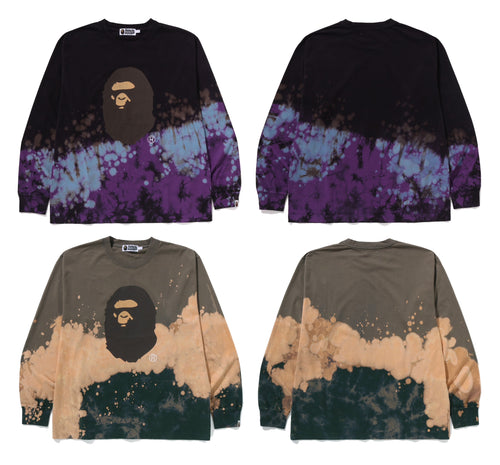 A BATHING APE TIE DYE APE HEAD RELAXED FIT L/S TEE