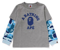 A BATHING APE BAPE KIDS ABC CAMO COLLEGE LAYERED SLEEVES LS TEE