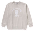 A BATHING APE Ladies' COLLEGE OVERSIZED CREWNECK SWEATSHIRT