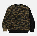 A BATHING APE BAPE x CLOT CAMO SHARK PATCHED RELAXED FIT CREWNECK SWEAT SHIRT