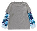 A BATHING APE BAPE KIDS ABC CAMO COLLEGE LAYERED SLEEVES LS TEE