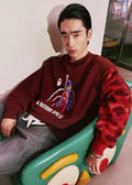 A BATHING APE BAPE x CLOT CAMO SHARK PATCHED RELAXED FIT CREWNECK SWEAT SHIRT