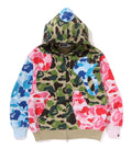 A BATHING APE ABC CAMO PATCHWORK RELAXED FIT ZIP HOODIE