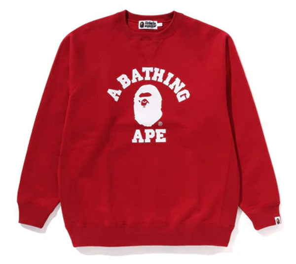 A BATHING APE Ladies' COLLEGE OVERSIZED CREWNECK SWEATSHIRT