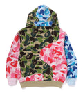 A BATHING APE ABC CAMO PATCHWORK RELAXED FIT ZIP HOODIE