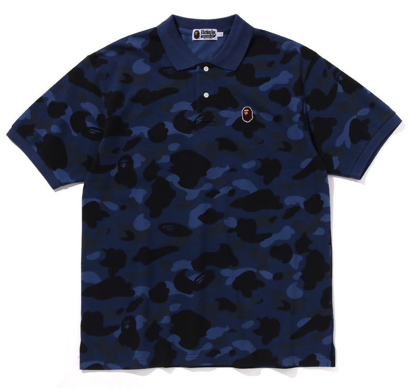 A BATHING APE COLOR CAMO LARGE APE HEAD RELAXED POLO SHIRT