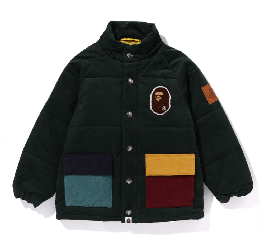 A BATHING APE BAPE KIDS APE HEAD CORDUROY PADDED JACKET