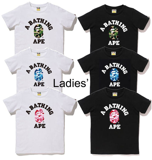 A BATHING APE Ladies' ABC CAMO COLLEGE TEE