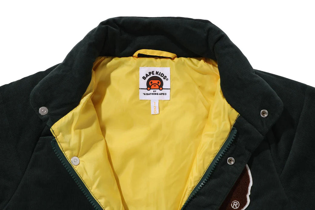 A BATHING APE BAPE KIDS APE HEAD CORDUROY PADDED JACKET