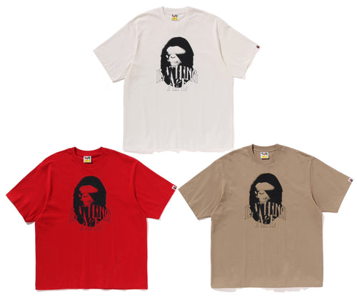 A BATHING APE SPRAY PRINT LOGO RELAXED FIT TEE