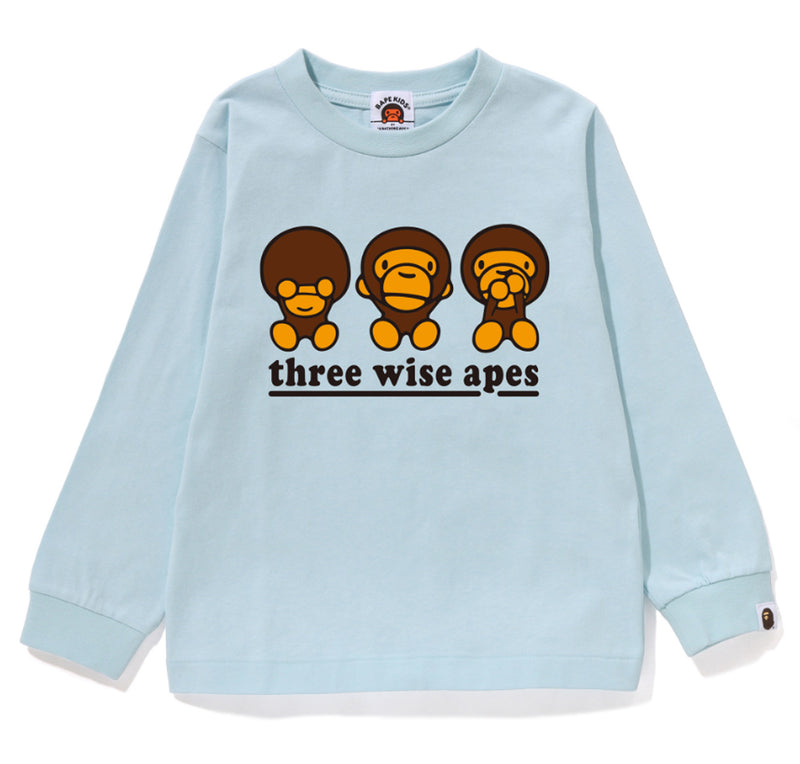 A BATHING APE BAPE KIDS THREE WISE APES L/S TEE