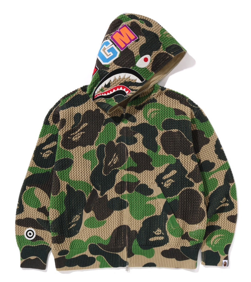 A BATHING APE ABC CAMO CROCHET RELAXED FIT SHARK FULL ZIP HOODIE