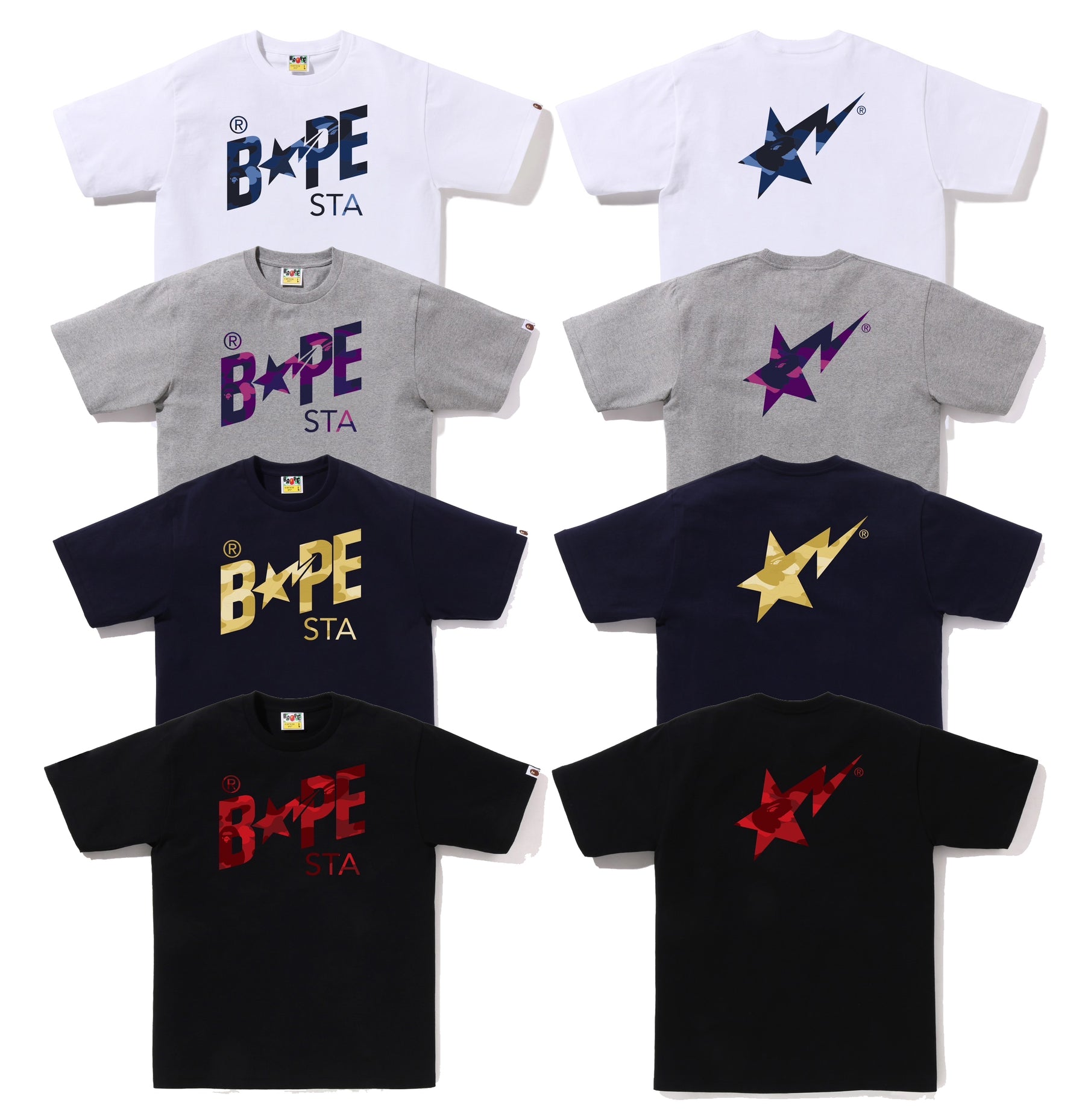 A BATHING APE COLOR CAMO BAPE STA LOGO TEE