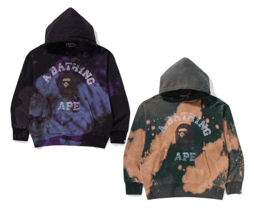 A BATHING APE TIE DYE COLLEGE RELAXED FIT PULLOVER HOODIE