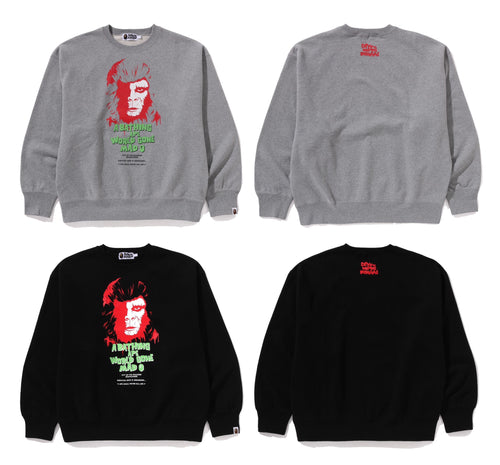 A BATHING APE BAPE HORROR RELAXED FIT CREWNECK SWEAT SHIRT