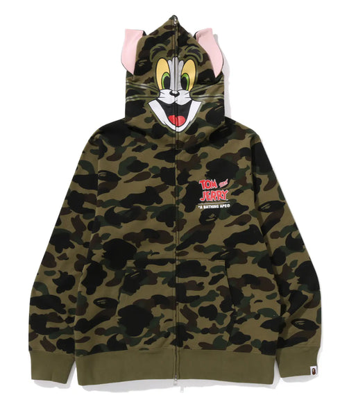 A BATHING APE BAPE x TOM AND JERRY 85TH TOM 1ST CAMO FULL ZIP HOODIE