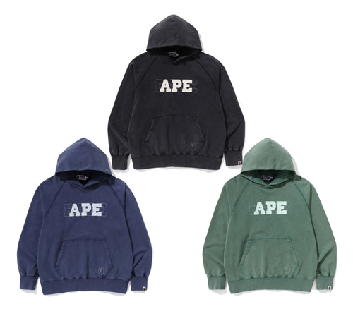 A BATHING APE WASHED EFFECT RELAXED FIT PULLOVER HOODIE