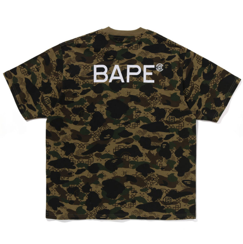 A BATHING APE BAPE x CLOT CAMO OVERPRINT LOGO RELAXED FIT TEE