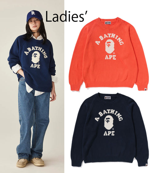 A BATHING APE Ladies' COLLEGE KNIT SWEATER