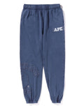 A BATHING APE VINTAGE WASHED COLLEGE PATCH SWEAT PANTS