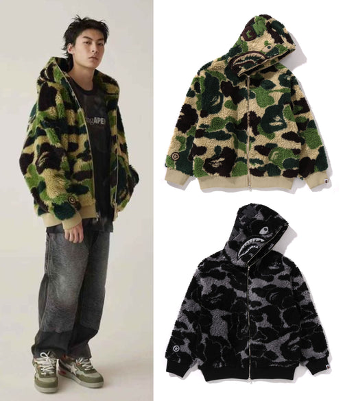 A BATHING APE ABC CAMO BOA SHARK RELAXED FIT FULL ZIP HOODIE