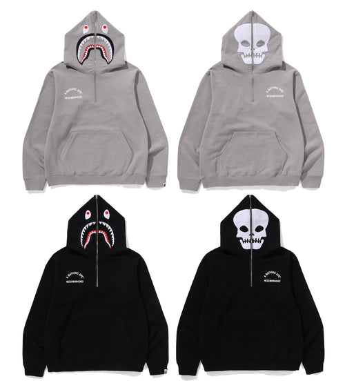 A BATHING APE BAPE x NBHD TWO FACE HALF ZIP PULLOVER HOODIE