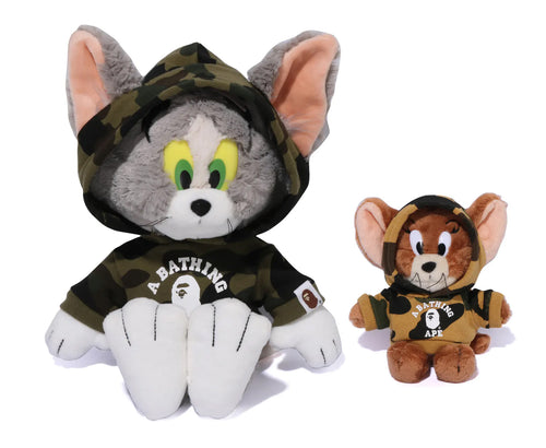 A BATHING APE BAPE x TOM AND JERRY 85TH 1ST CAMO HOODIE DOLL SET