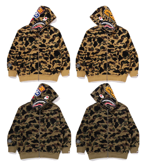 A BATHING APE 1ST CAMO JACQUARD SHARK RELAXED FIT FULL ZIP HOODIE