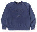 A BATHING APE WASHED EFFECT COLLEGE PATCH RELAXED FIT CREWNECK