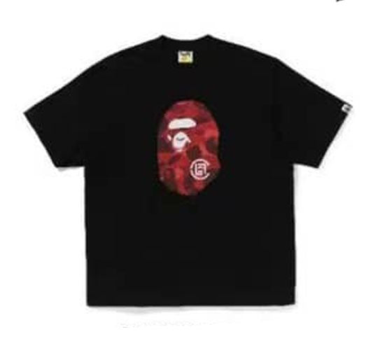 A BATHING APE BAPE x CLOT CAMO BIG APE HEAD RELAXED FIT TEE