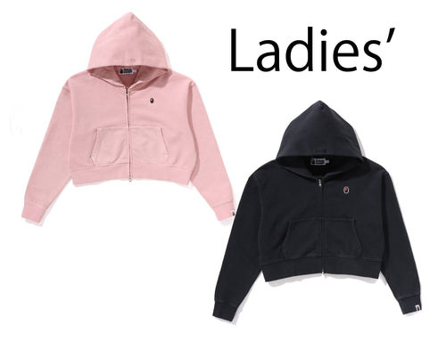 A BATHING APE Ladies' PIGMENT DYED ONE POINT CROPPED ZIP HOODIE