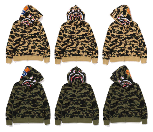 A BATHING APE 1ST CAMO SHARK FULL ZIP DOUBLE HOODIE