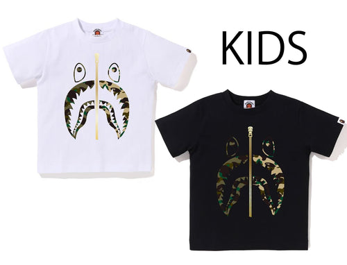 A BATHING APE BAPE KIDS 1ST CAMO SEPARATE SHARK TEE