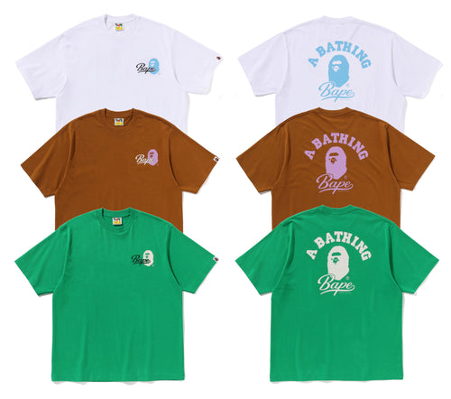 A BATHING APE CURSIVE COLLEGE LOGO RELAXED FIT TEE