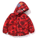 A BATHING APE BAPE KIDS COLOR CAMO SHARK 4WAY DOWN JACKET