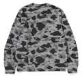 A BATHING APE HEATHER GRAY CAMO APE HEAD ONE POINT CREWNECK SWEAT