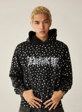 A BATHING APE STUDDED LOGO RELAXED FIT PULLOVER HOODIE