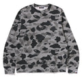 A BATHING APE HEATHER GRAY CAMO APE HEAD ONE POINT CREWNECK SWEAT