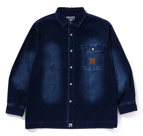 A BATHING APE INDIGO CORDUROY L/S SHIRTS