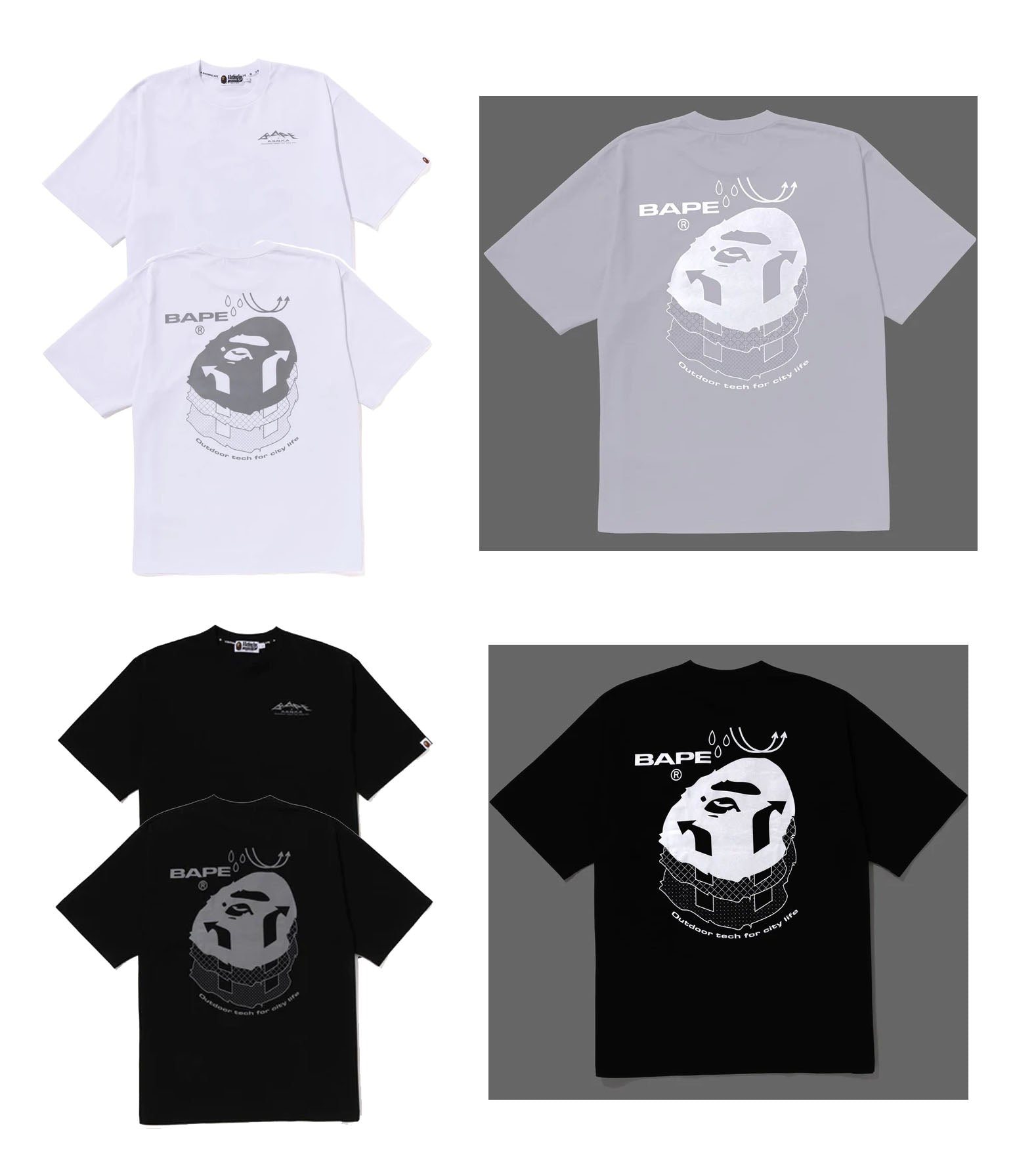 A BATHING APE BAPE REFLECTIVE PRINT TEE