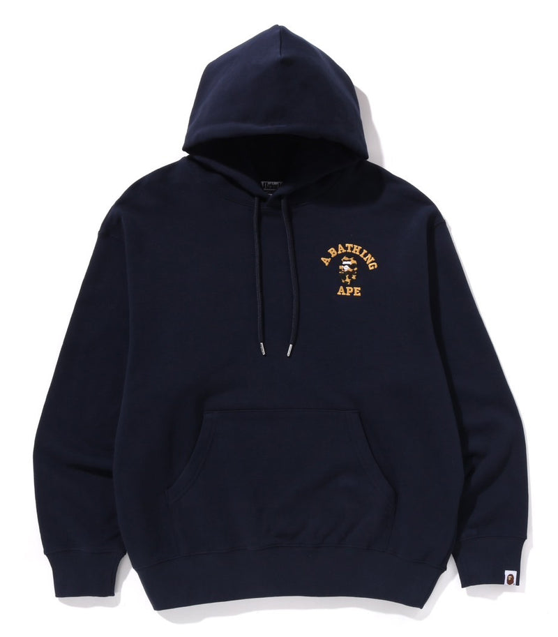 A BATHING APE 1ST CAMO COLLEGE LOGO RELAXED FIT PULLOVER HOODIE